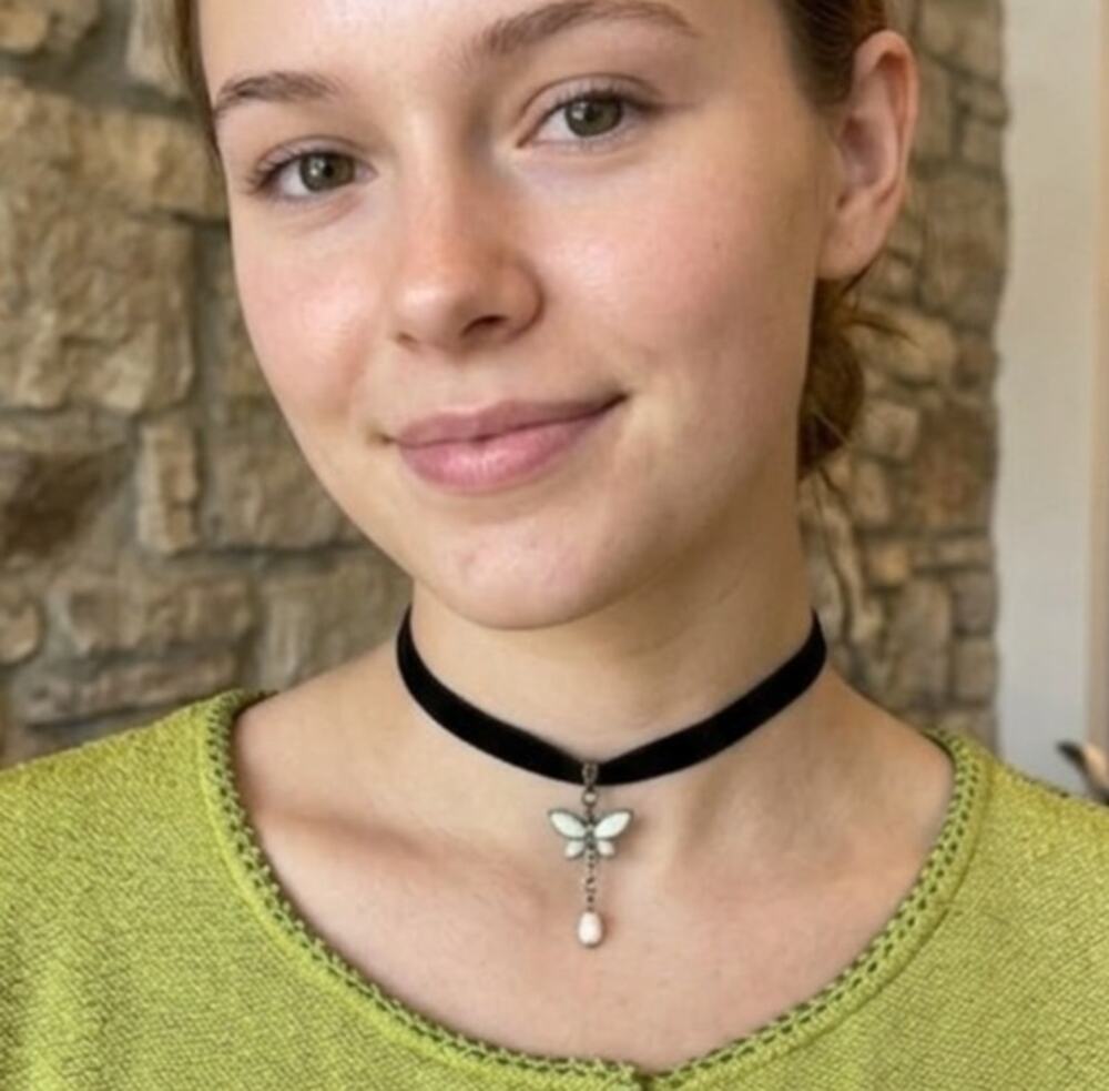 Handmade Black Velvet Choker Necklace with Dragonfly Pendant